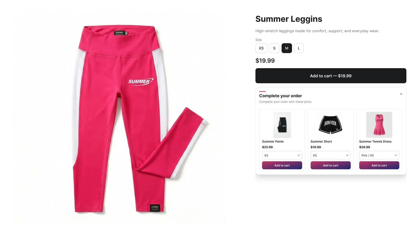 Cross-sell popup opening after Add to cart on a product page