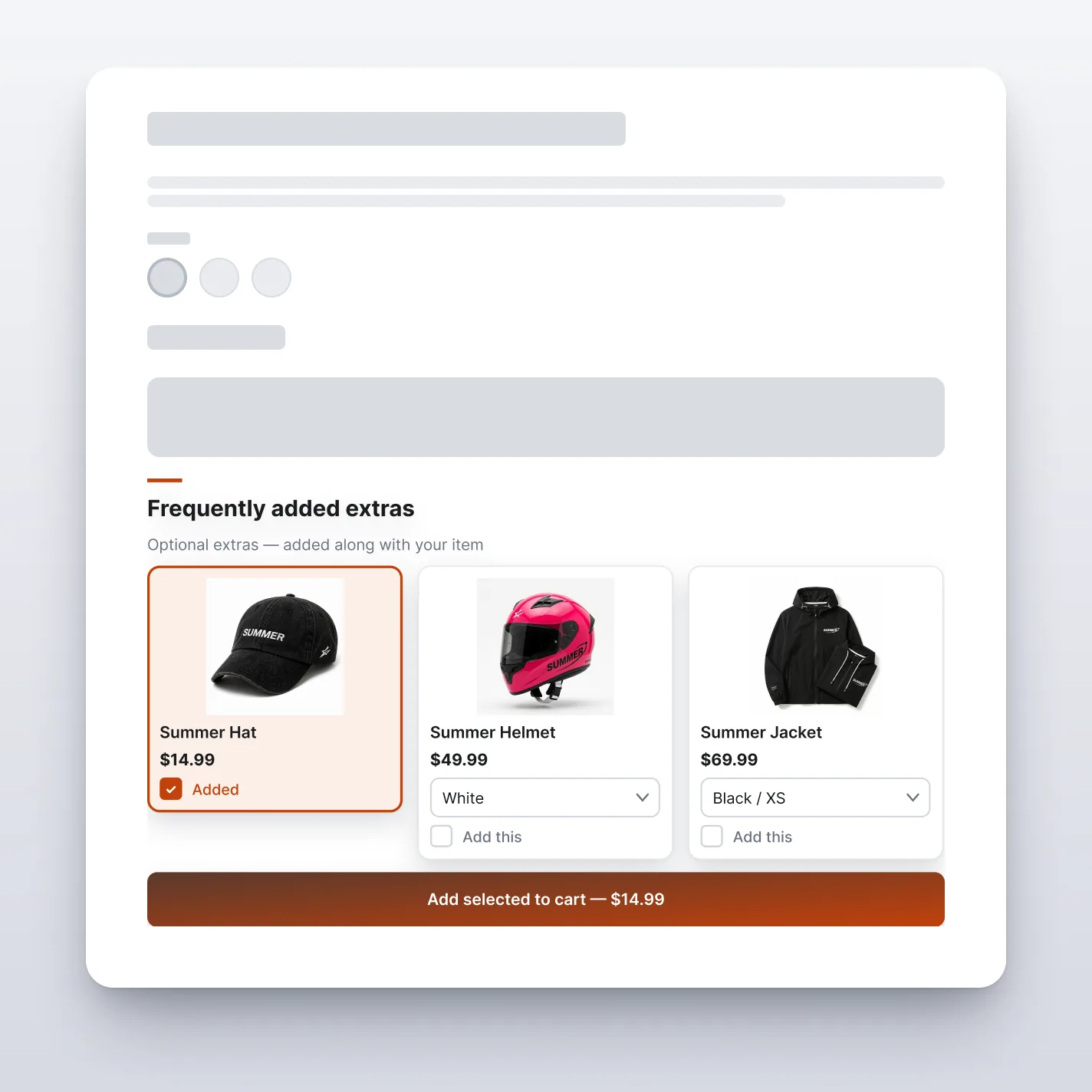 Product Add-ons — Card — storefront preview