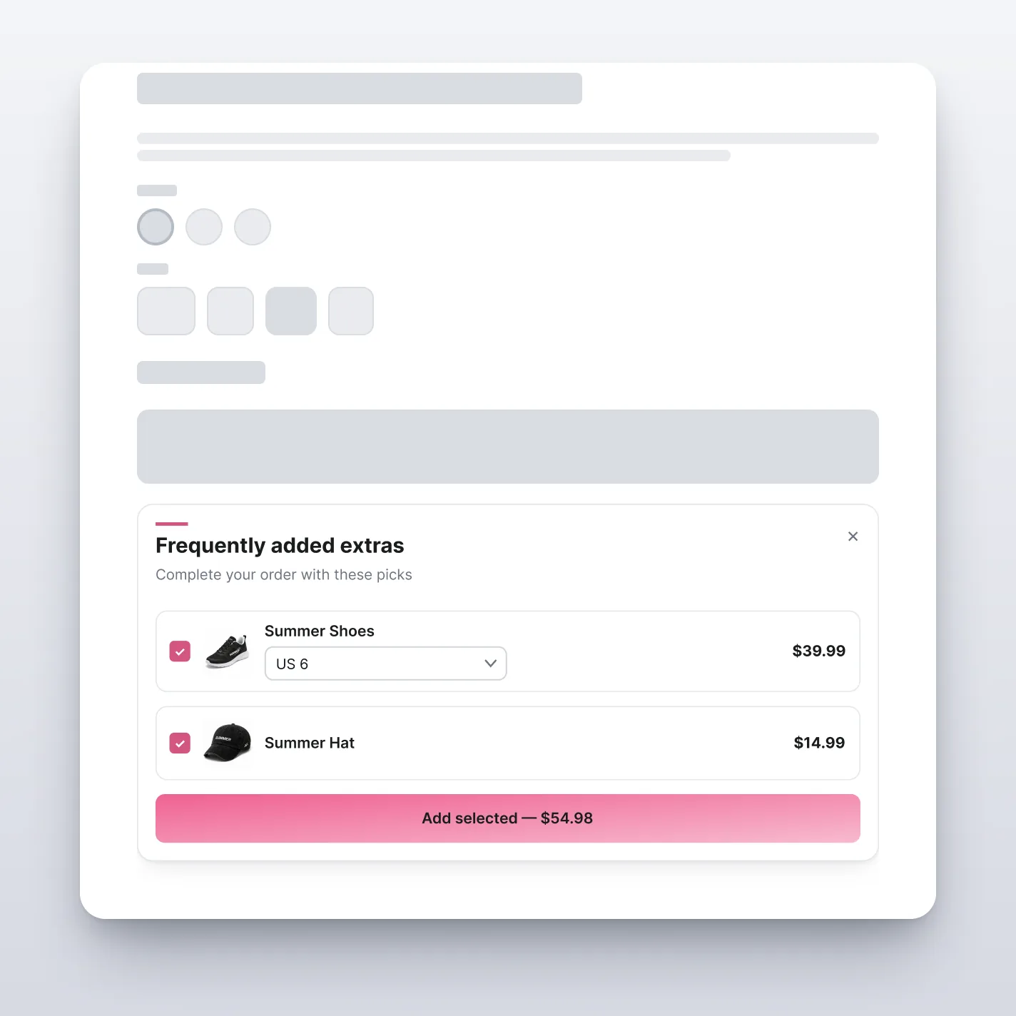 Add-ons Pop-up — storefront preview