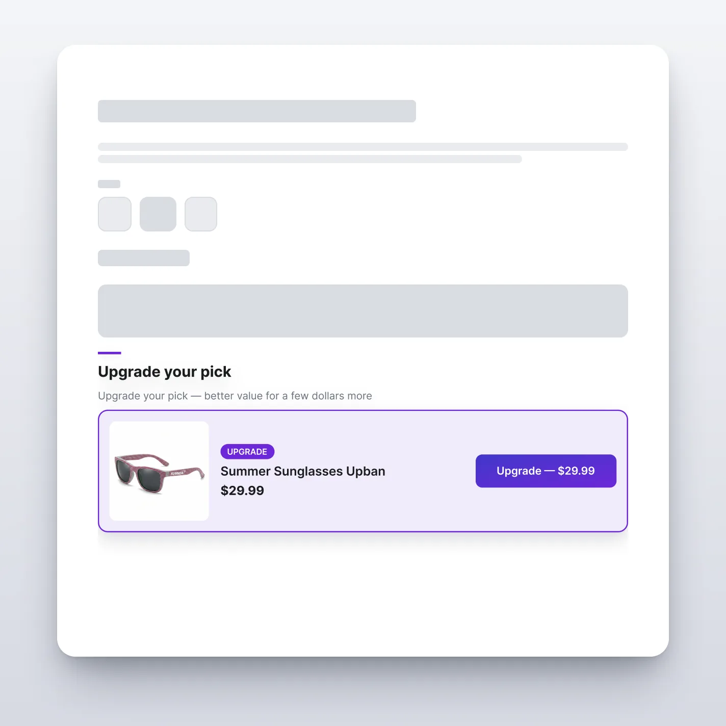 Upsell — Single Upgrade — storefront preview